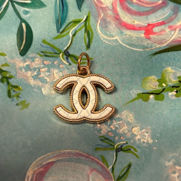 CHANEL Jewelry - Chanel White & Gold Quilted CC Charm